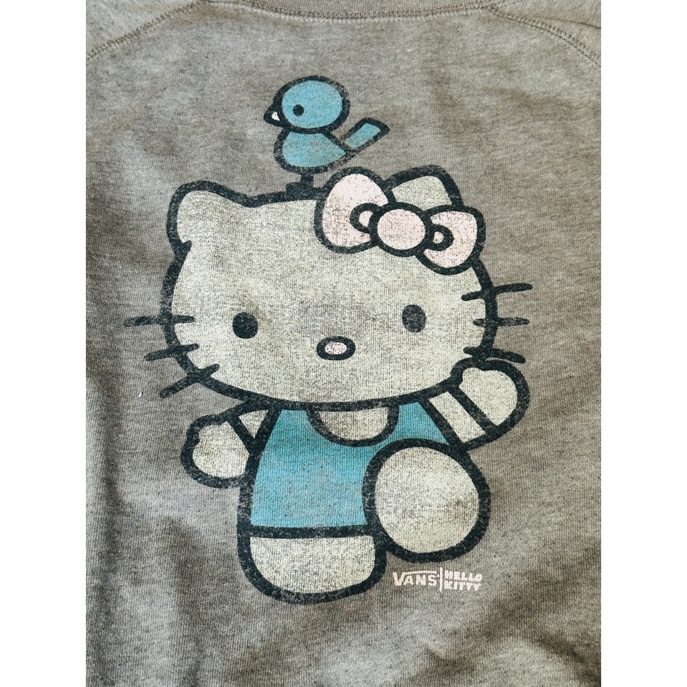 Sanrio Hello Kitty Bird Vans Collab Grey Long Sleeve Size Large L Wide Collar
